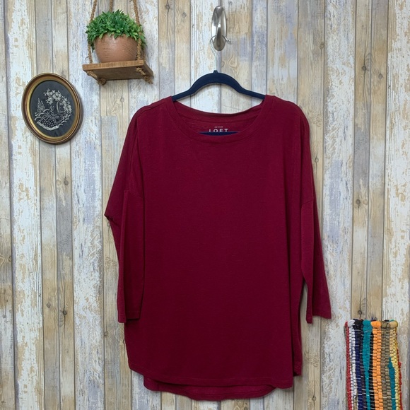 LOFT Tops - 5/$20 LOFT Maroon Loose Long Sleeve Tee